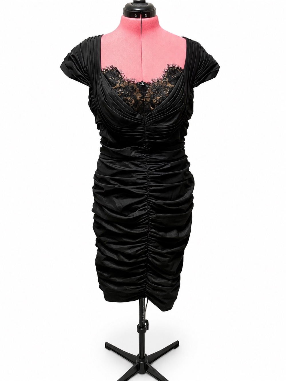 Tadashi Shoji Black Ruched Lace Cocktail Dress | Elegant Evening Dress